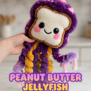 Peanut Butter Jellyfish Crochet Pattern PDF | Sparkly Fluffy PB&J Sandwich Jellyfish Amigurumi | Cute Food Plushie | Instant Digital Download