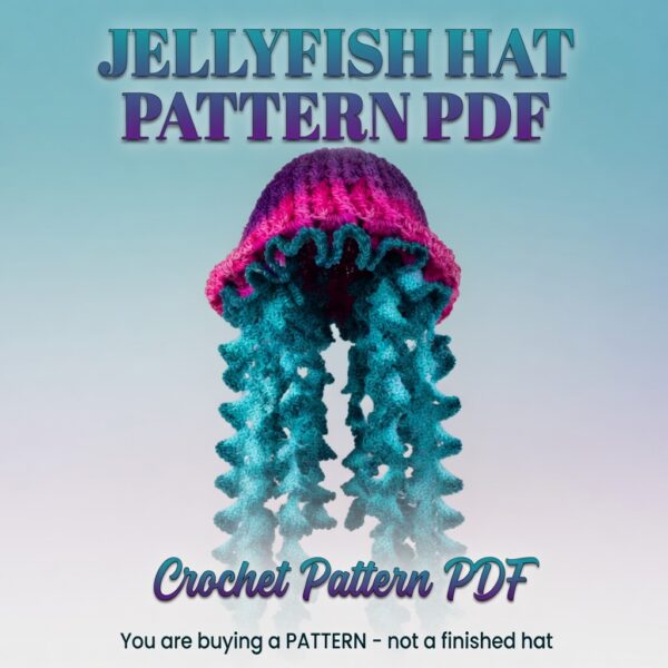 Crochet Jellyfish Hat Pattern PDF | Festival Rave Mermaid Ocean Hat | Whimsical Colorful Tentacle Hat | Instant Digital Download
