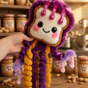 Peanut Butter Jellyfish Crochet Pattern PDF | Sparkly PB&J Sandwich Plushie with Jelly Drips | Cute Food Amigurumi | Instant Digital Download