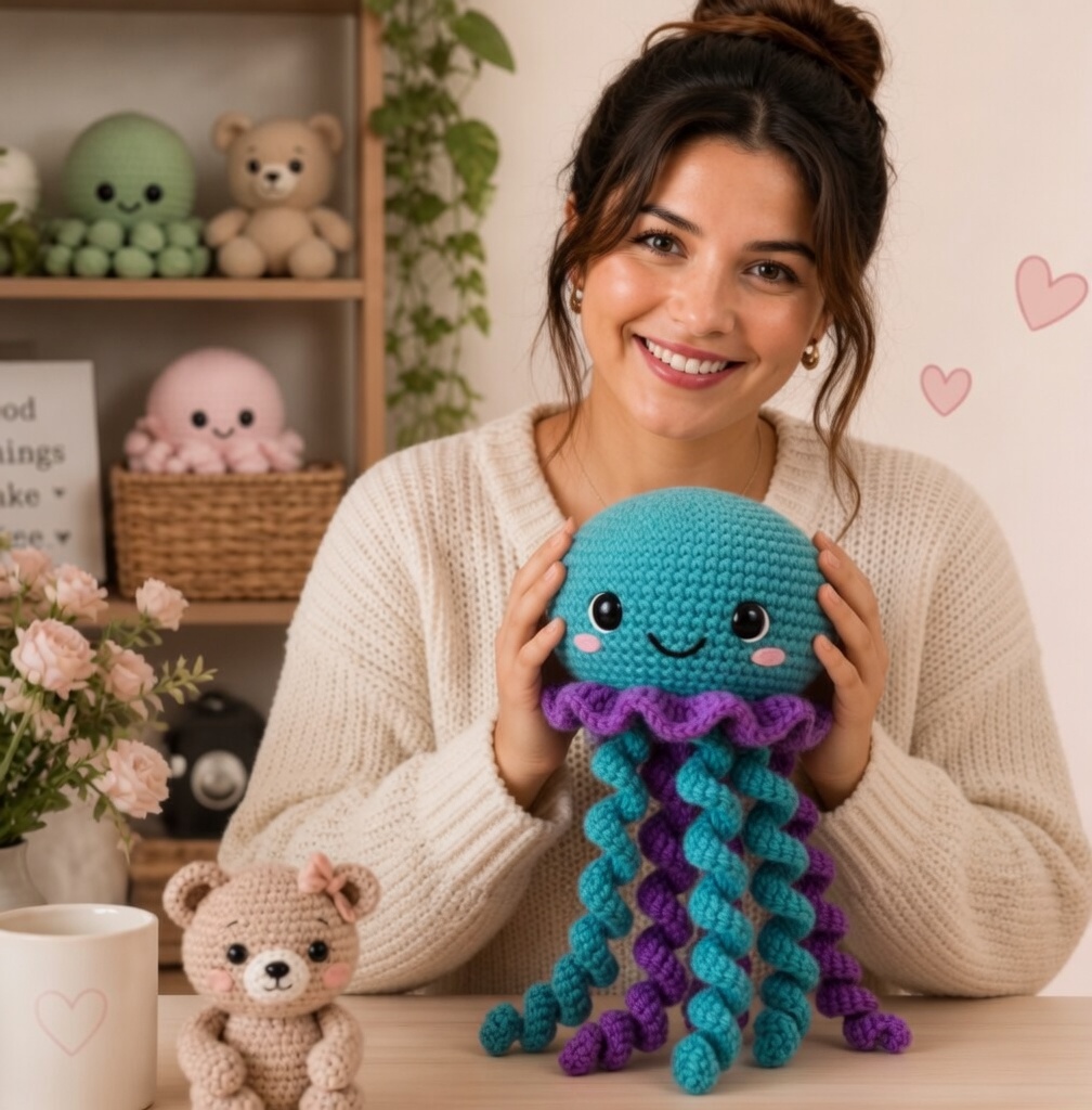 Jellyfish Crochet Pattern for Beginners – Amigurumi Sea Creature Tutorial – Instant PDF Download - Image 1
