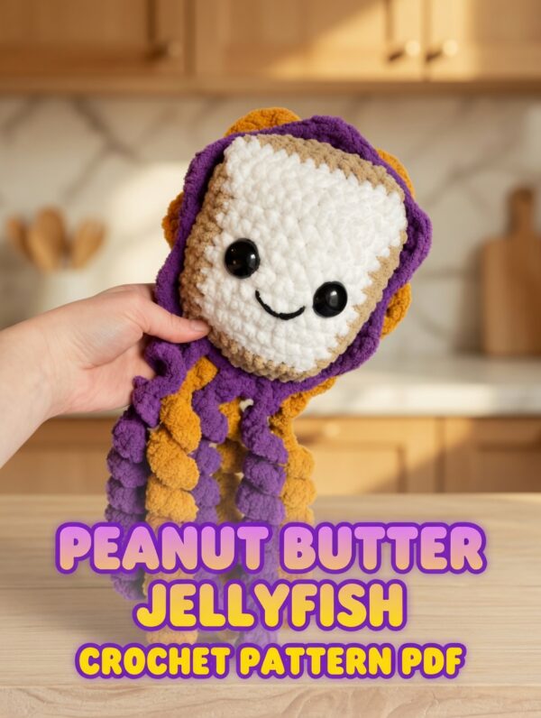 Peanut Butter Jellyfish Crochet Pattern PDF | Cute PB&J Sandwich Jellyfish Amigurumi | Fun Food Plushie Pattern | Instant Digital Download