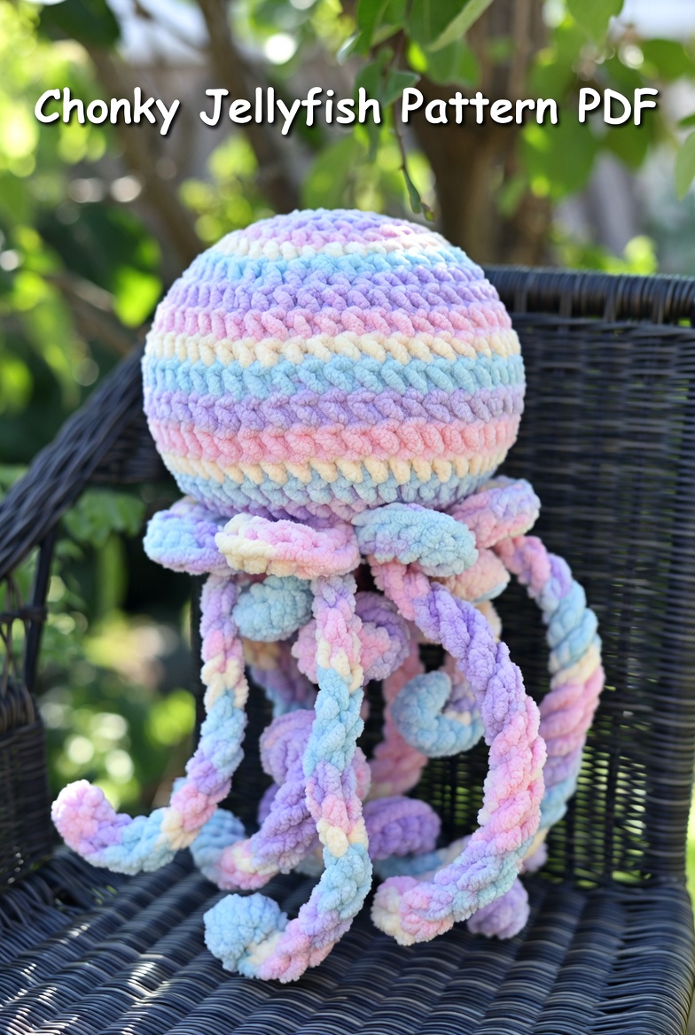 Chonky Jellyfish Crochet Pattern | Super Chunky Plush Amigurumi PDF Digital Download - Image 1