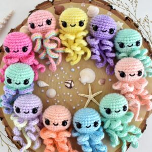 8 Colors Adorable Amigurumi Jellyfish PDF Digital Download |  Rainbow Jellyfish Crochet Pattern Bundle