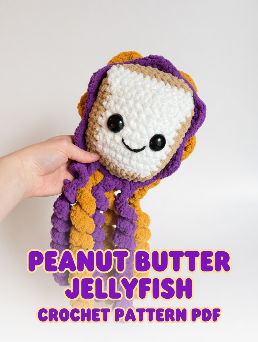 Peanut Butter Jellyfish Crochet Pattern PDF | Cute PB&J Sandwich Jellyfish Amigurumi | Fun Food Plushie Pattern | Instant Digital Download - Image 1